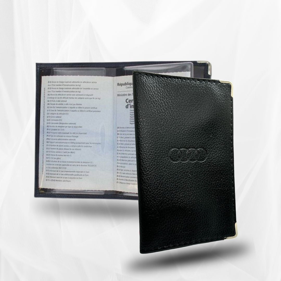 porte carte grise Audi avec emplacement pour tous les documents de la voiture