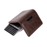 Charger l'image dans la galerie, porte cartes rfid slim en cuir marron