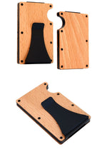 Charger l'image dans la galerie, Porte Cartes avec pince a billet en bois