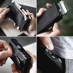Charger l'image dans la galerie, porte cartes magnétique en cuir noir