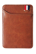 Charger l'image dans la galerie, porte carte en cuir pleine fleur de couleur café