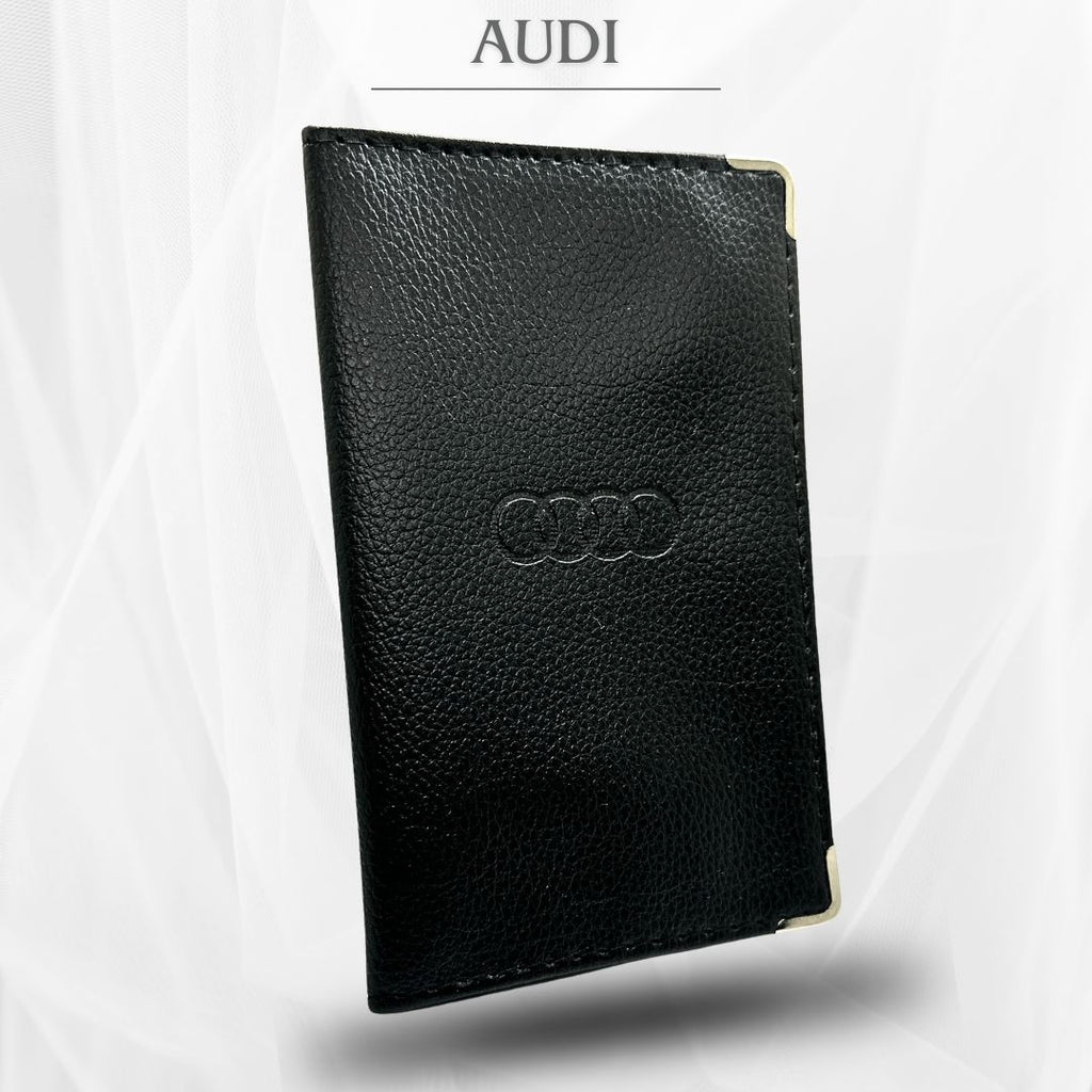 Porte carte grise audi en simili cuir de couleur noir