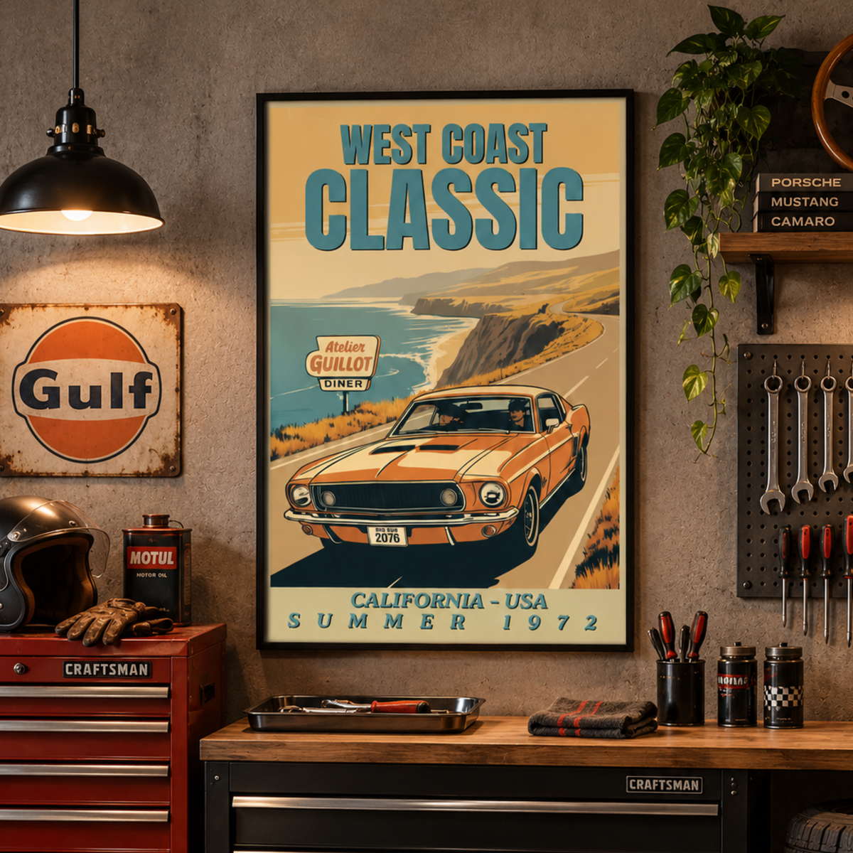 Affiche ford mustang garage