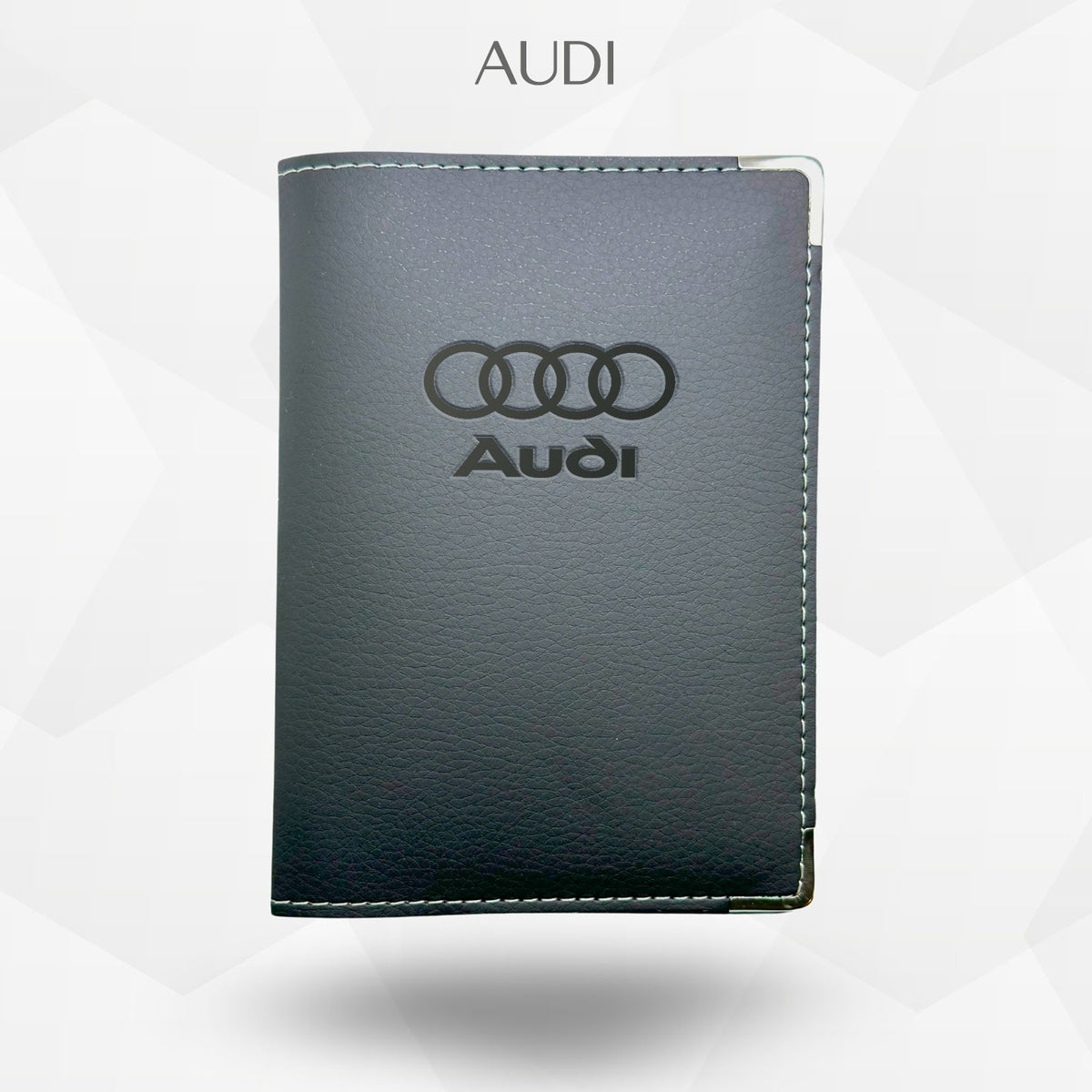 Porte carte grise Audi – étui simili cuir gravure laser Atelier Guillot