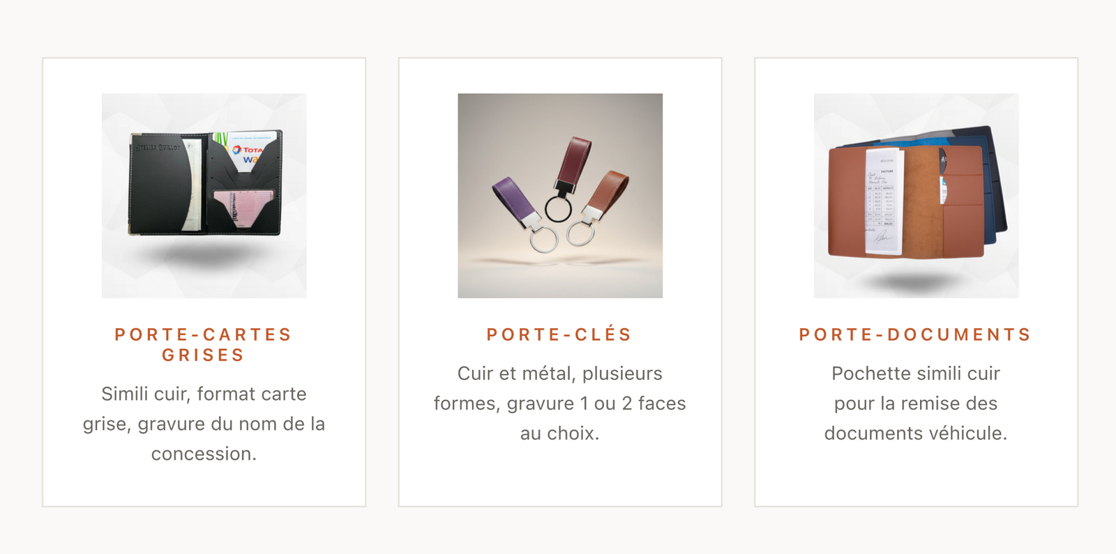 Accessoires Atelier Guillot gravés au logo d'une concession