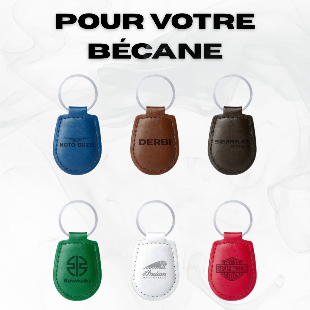 Porte-clés moto personnalisé simili cuir gravure laser – Atelier Guillot