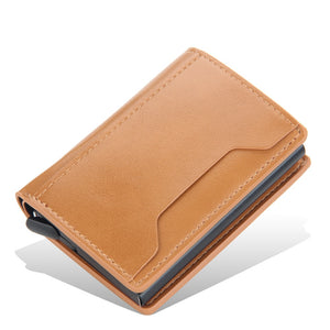 Porte Cartes RFID de couleur caramel avec emplacement pour cartes automatique
