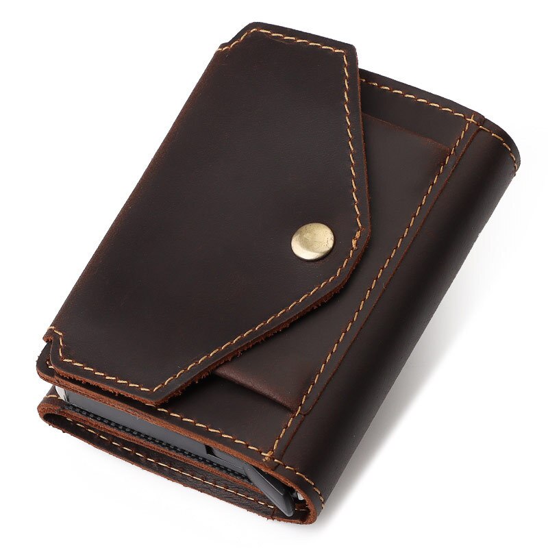 Porte Cartes en cuir véritable pour homme de couleur marron