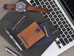 Charger l&#39;image dans la galerie, Porte carte luxe minimaliste en cuir de couleur marron
