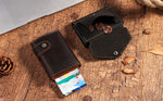 Charger l&#39;image dans la galerie, Porte cartes masculin avec emplacement automatique pour cartes et poche pour monnaie avec un bouton a pression pour la fermeture
