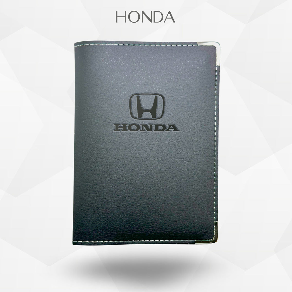 Porte carte grise Honda – étui simili cuir gravure laser Atelier Guillot