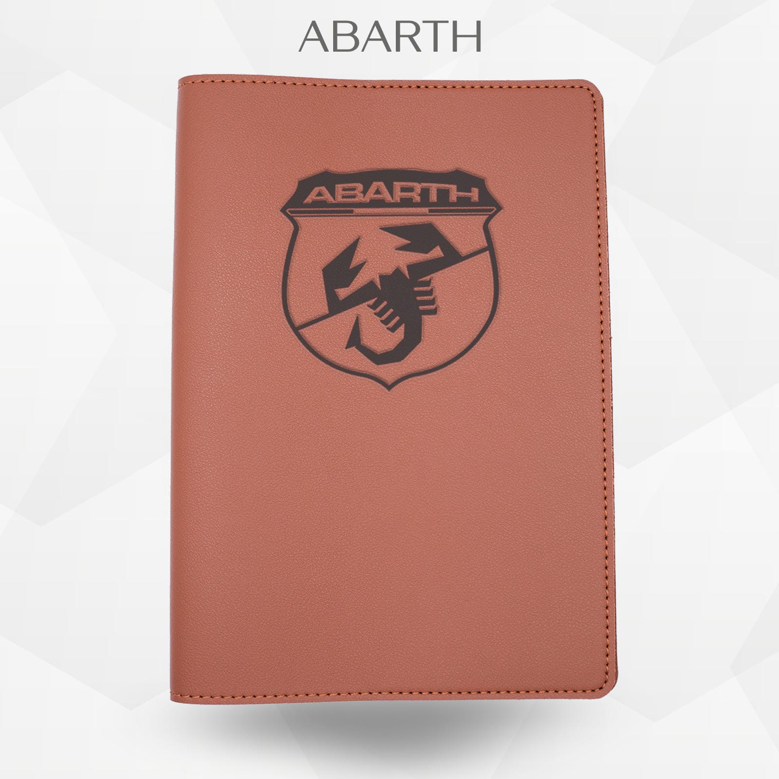 Porte-document voiture Abarth – simili cuir gravure laser Atelier Guillot