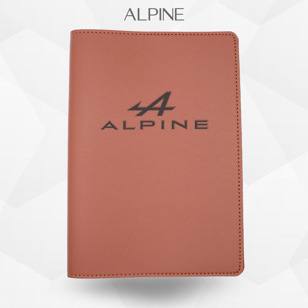 Porte-document voiture Alpine – simili cuir gravure laser Atelier Guillot