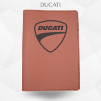 Porte-document moto Ducati – simili cuir gravure laser Atelier Guillot