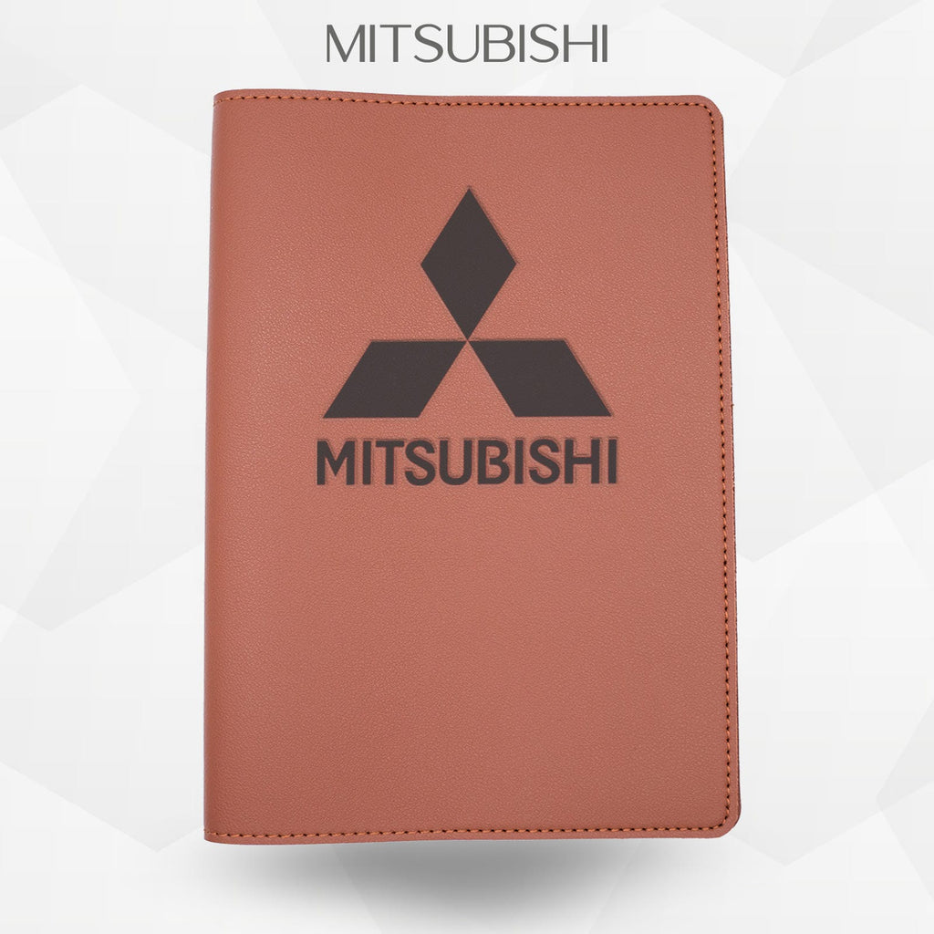 Porte-document voiture Mitsubishi – simili cuir gravure laser Atelier Guillot