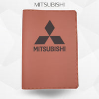 Porte-document voiture Mitsubishi – simili cuir gravure laser Atelier Guillot