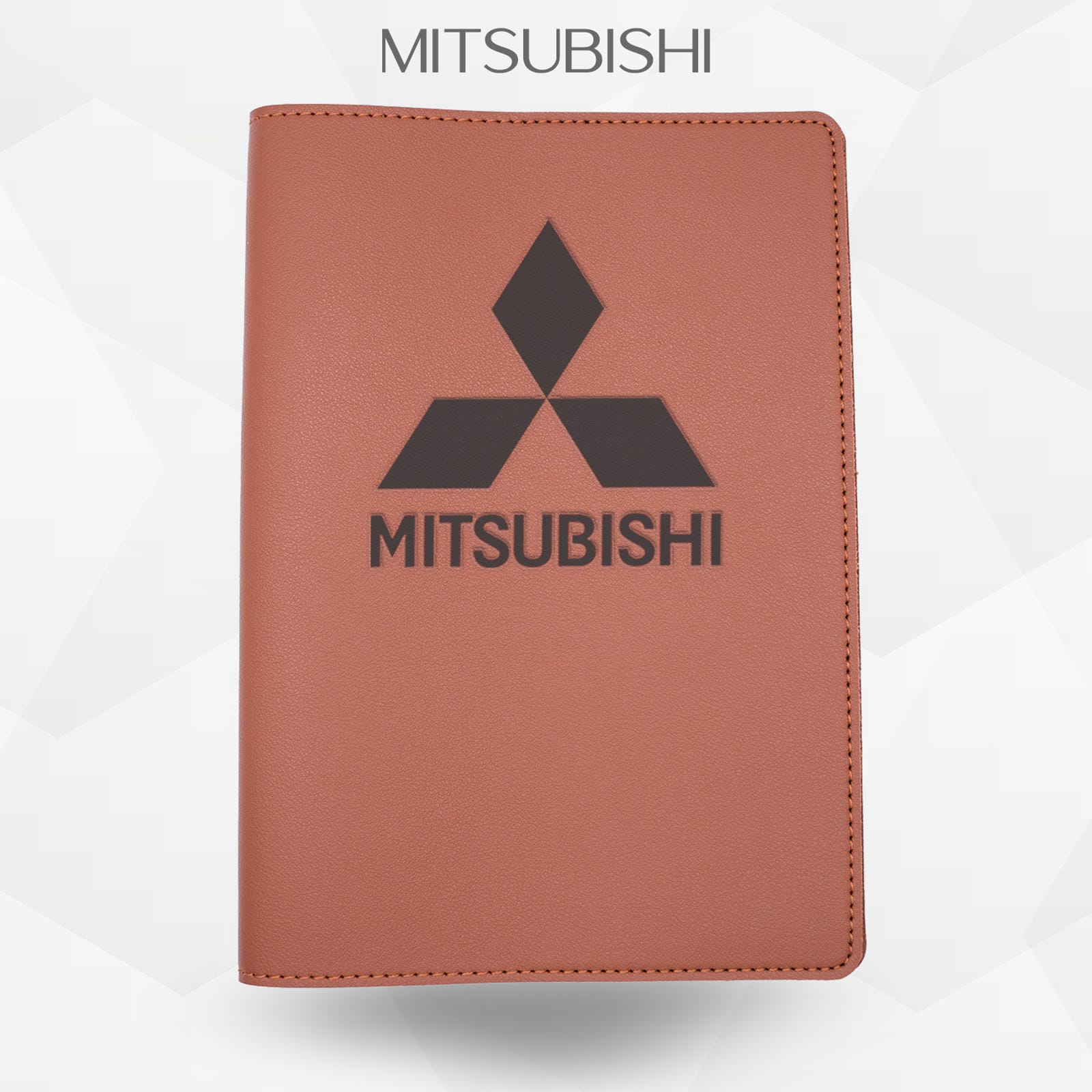Porte-document voiture Mitsubishi – simili cuir gravure laser Atelier Guillot
