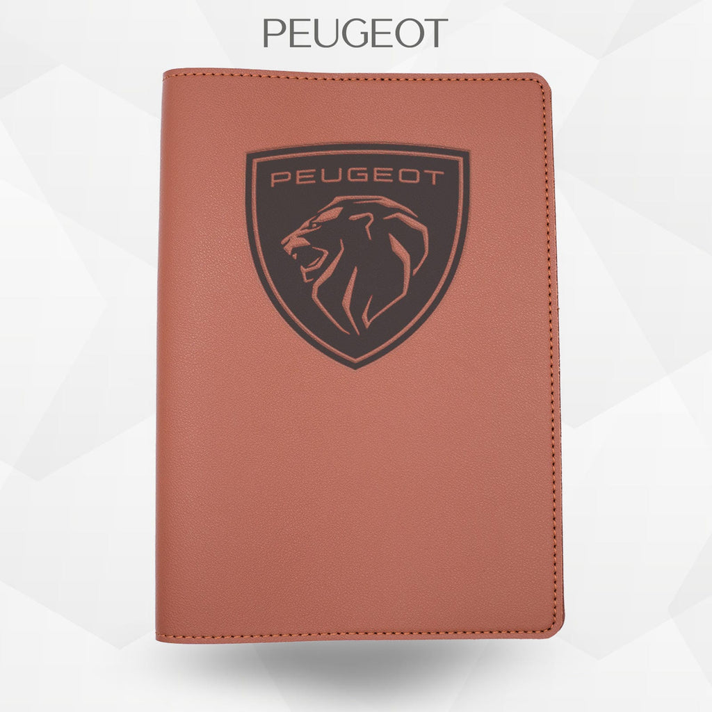 Porte-document voiture Peugeot – simili cuir gravure laser Atelier Guillot