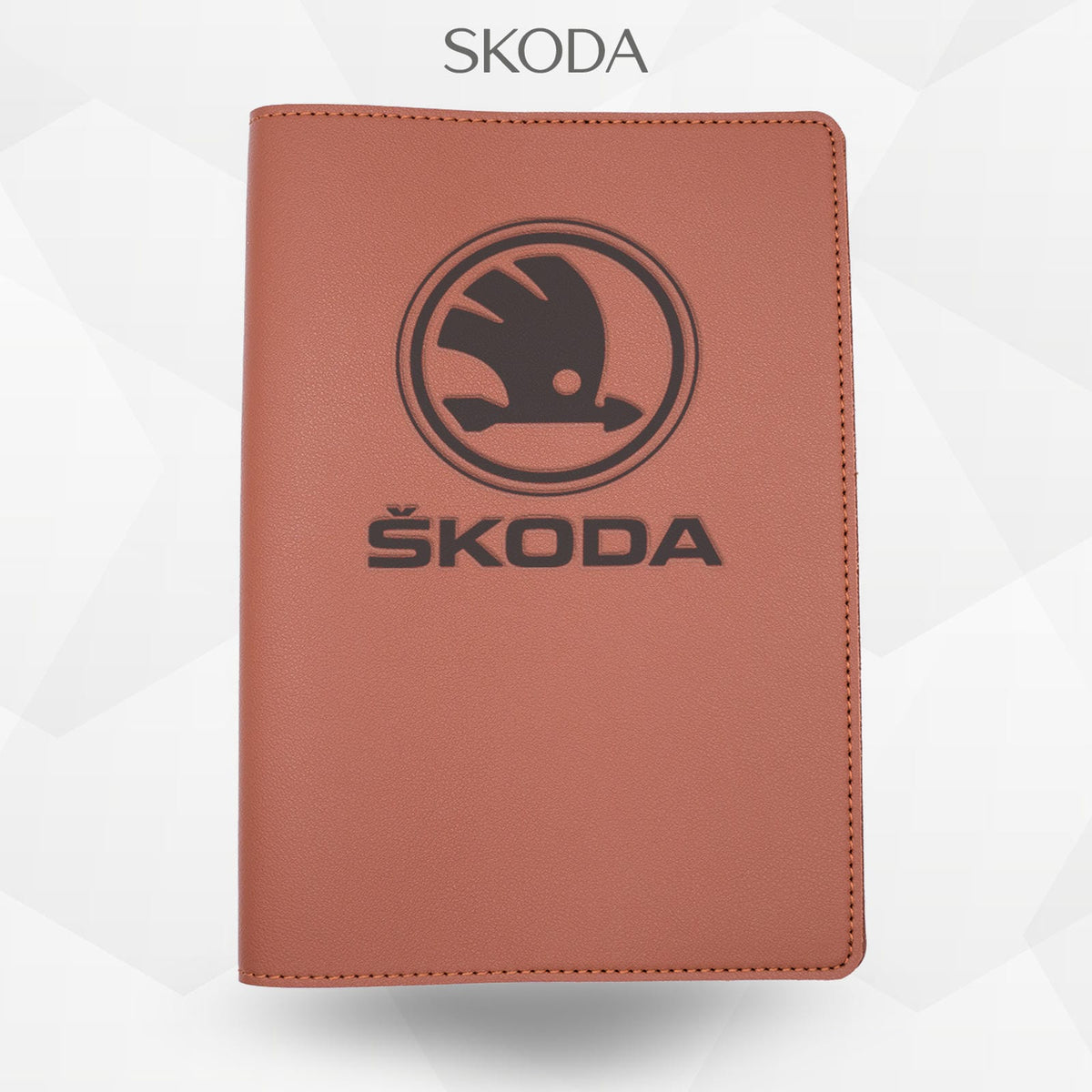 Porte-document voiture Skoda – simili cuir gravure laser Atelier Guillot