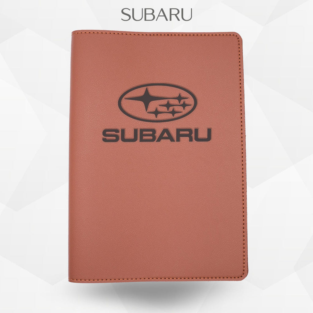 Porte-document voiture Subaru – simili cuir gravure laser Atelier Guillot