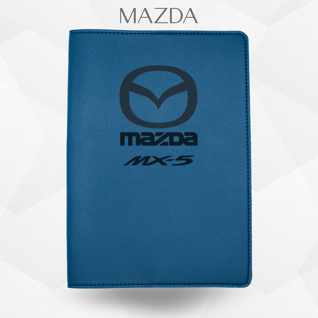 Port document Mazda MX-5 de couleur bleu