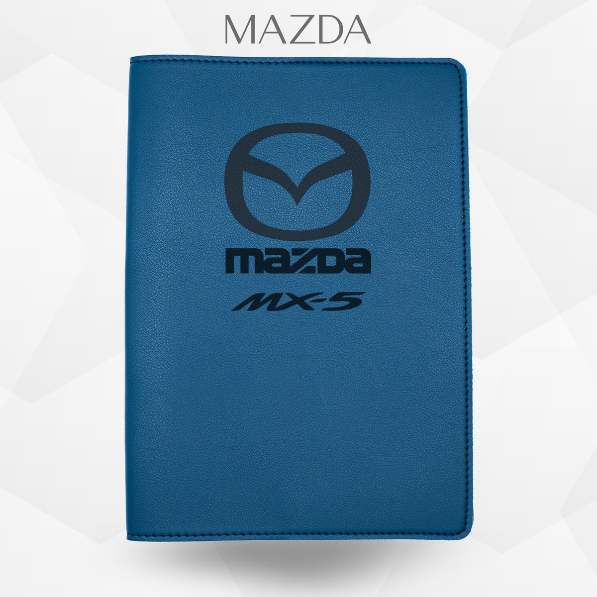 Port document Mazda MX-5 de couleur bleu