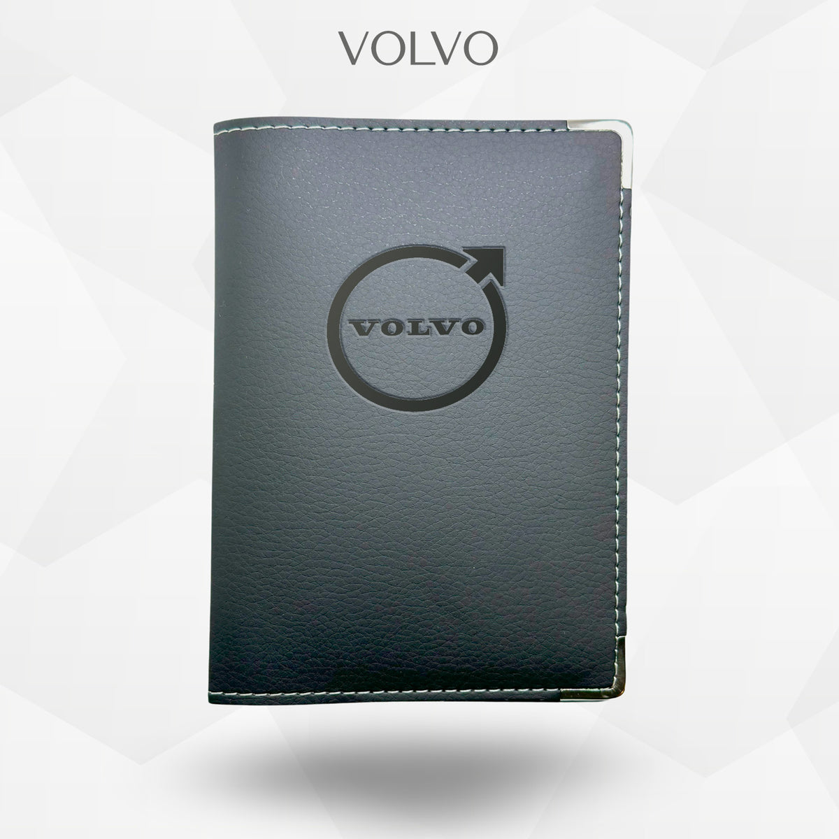 Porte carte grise Volvo – étui simili cuir gravure laser Atelier Guillot