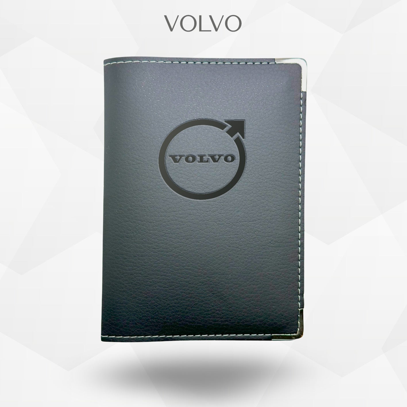 Porte carte grise Volvo – étui simili cuir gravure laser Atelier Guillot