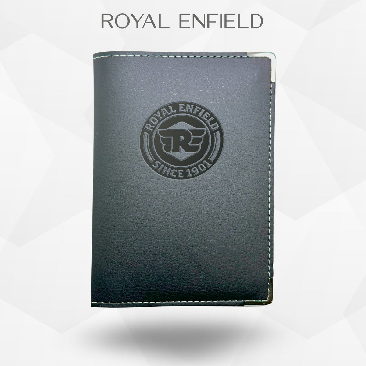 Porte carte grise Royal Enfield – étui simili cuir gravure laser Atelier Guillot