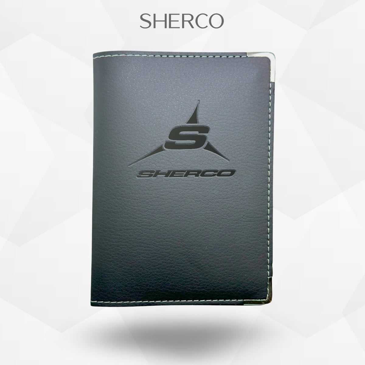 Porte carte grise Sherco – étui simili cuir gravure laser Atelier Guillot