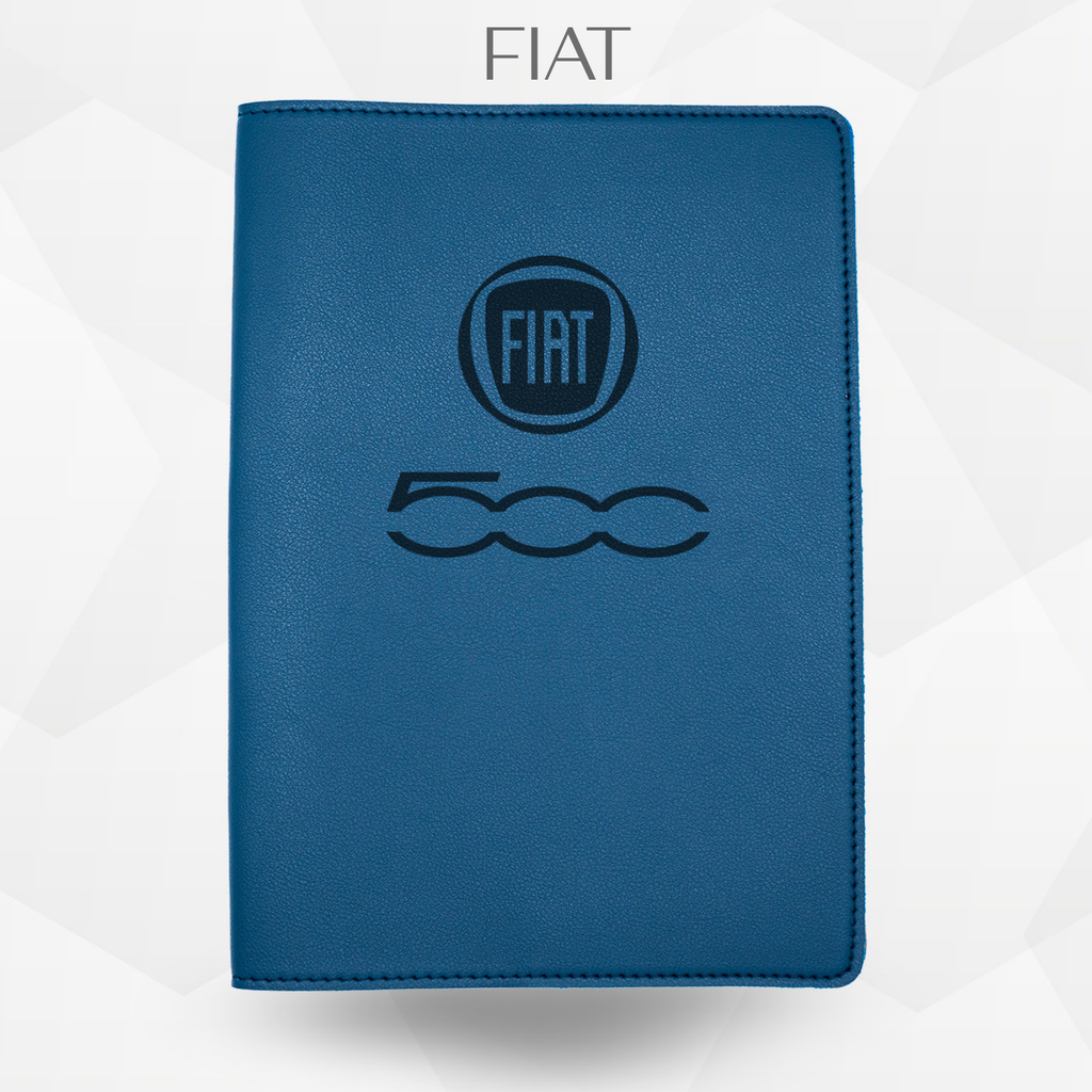 porte document fiat500 de couleur bleu 