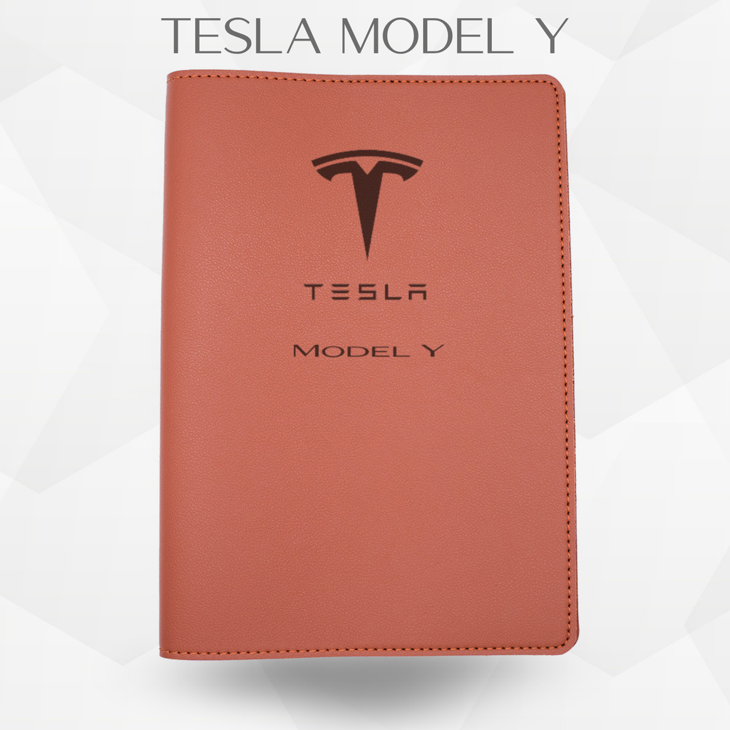 porte document tesla model Y de couleur marron