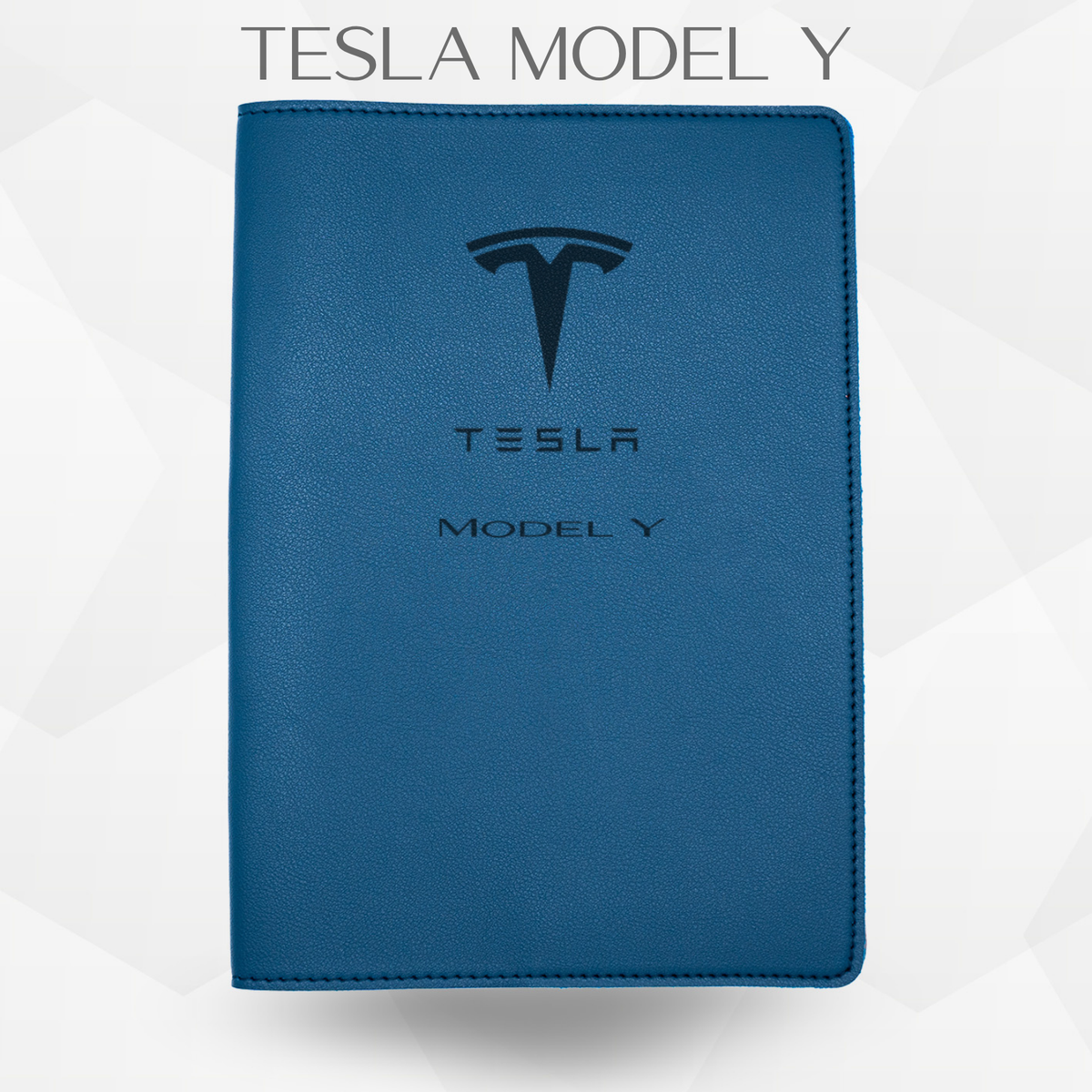 porte document tesla model Y de couleur bleu