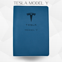 porte document tesla model Y de couleur bleu