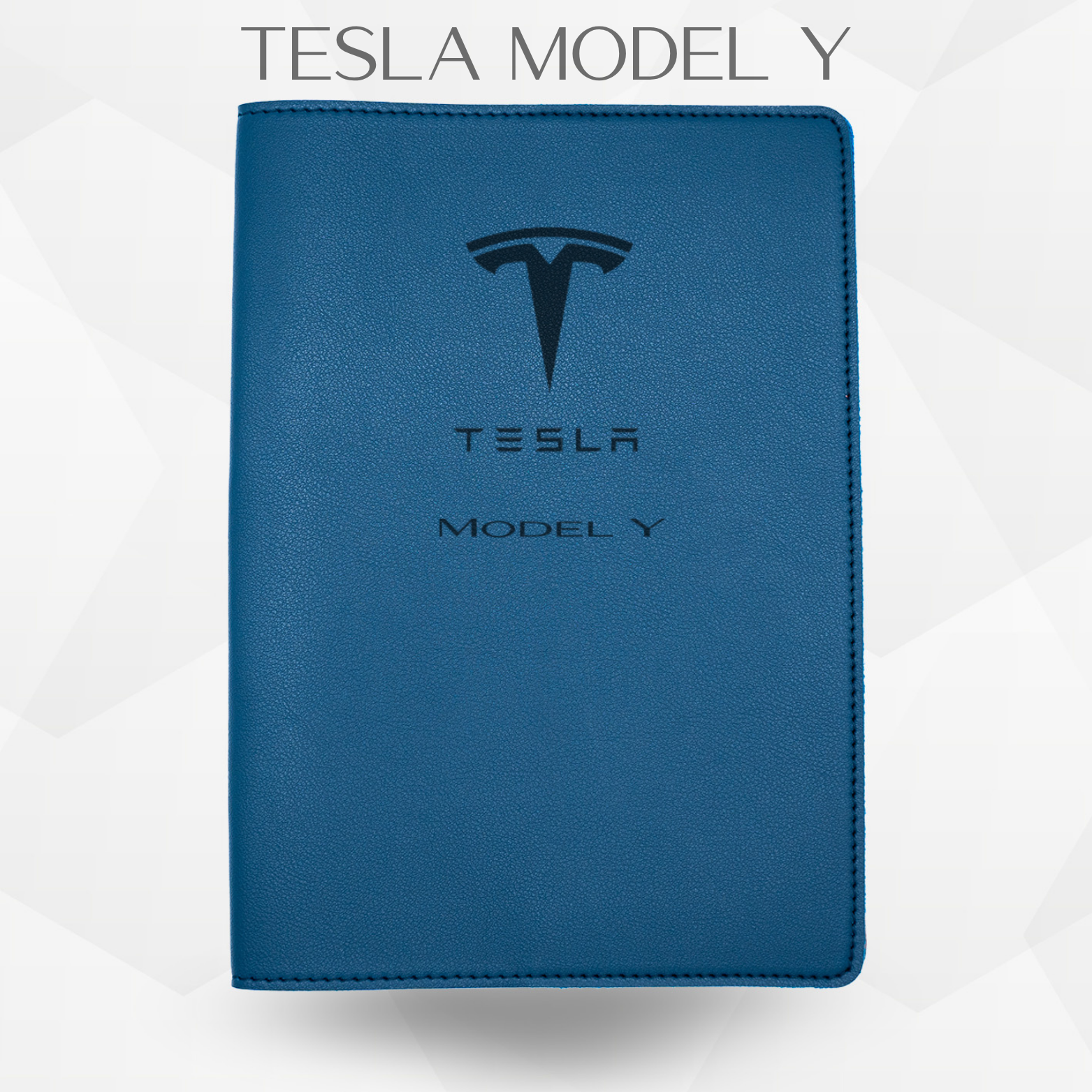 porte document tesla model Y de couleur bleu