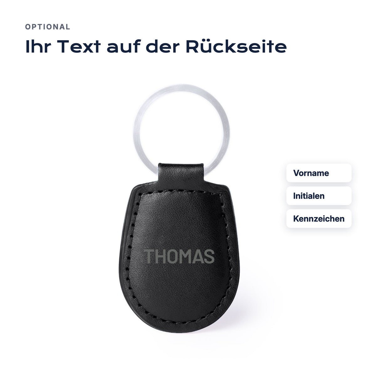 Option: gravierter Text auf der Rückseite (Vorname, Initialen, Kennzeichen)