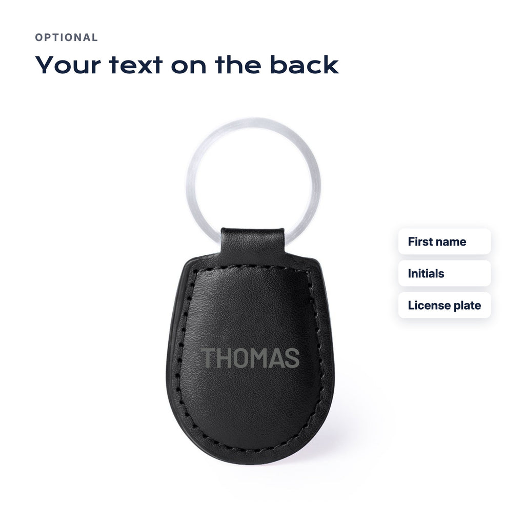 Option: engraved text on the back (first name, initials, license plate)