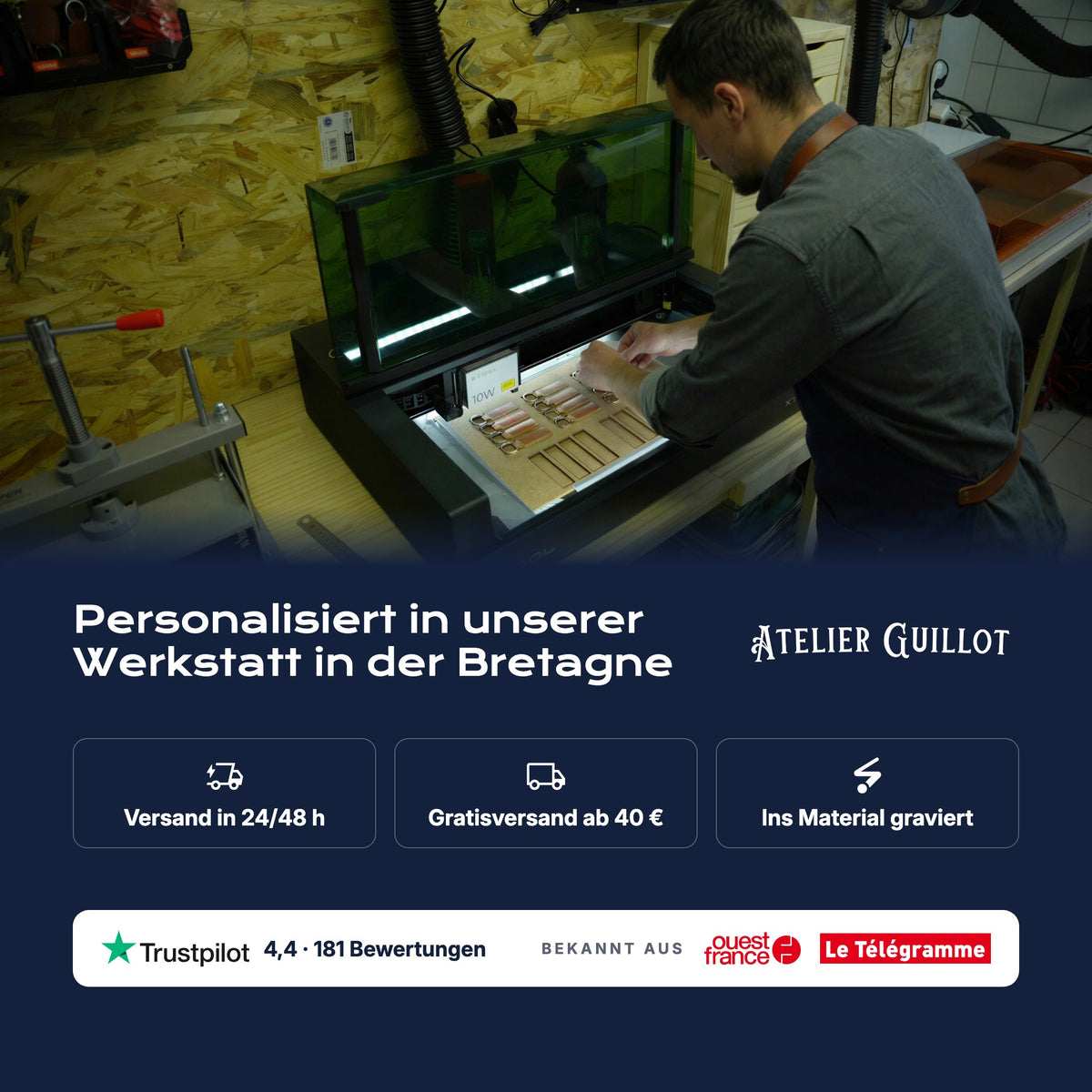 Personalisiert in der Werkstatt von Atelier Guillot in der Bretagne, Versand in 24/48 h