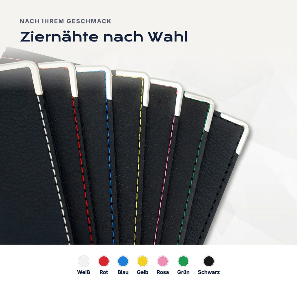 Ziernähte nach Wahl: Weiß, Rot, Blau, Gelb, Rosa, Grün, Schwarz
