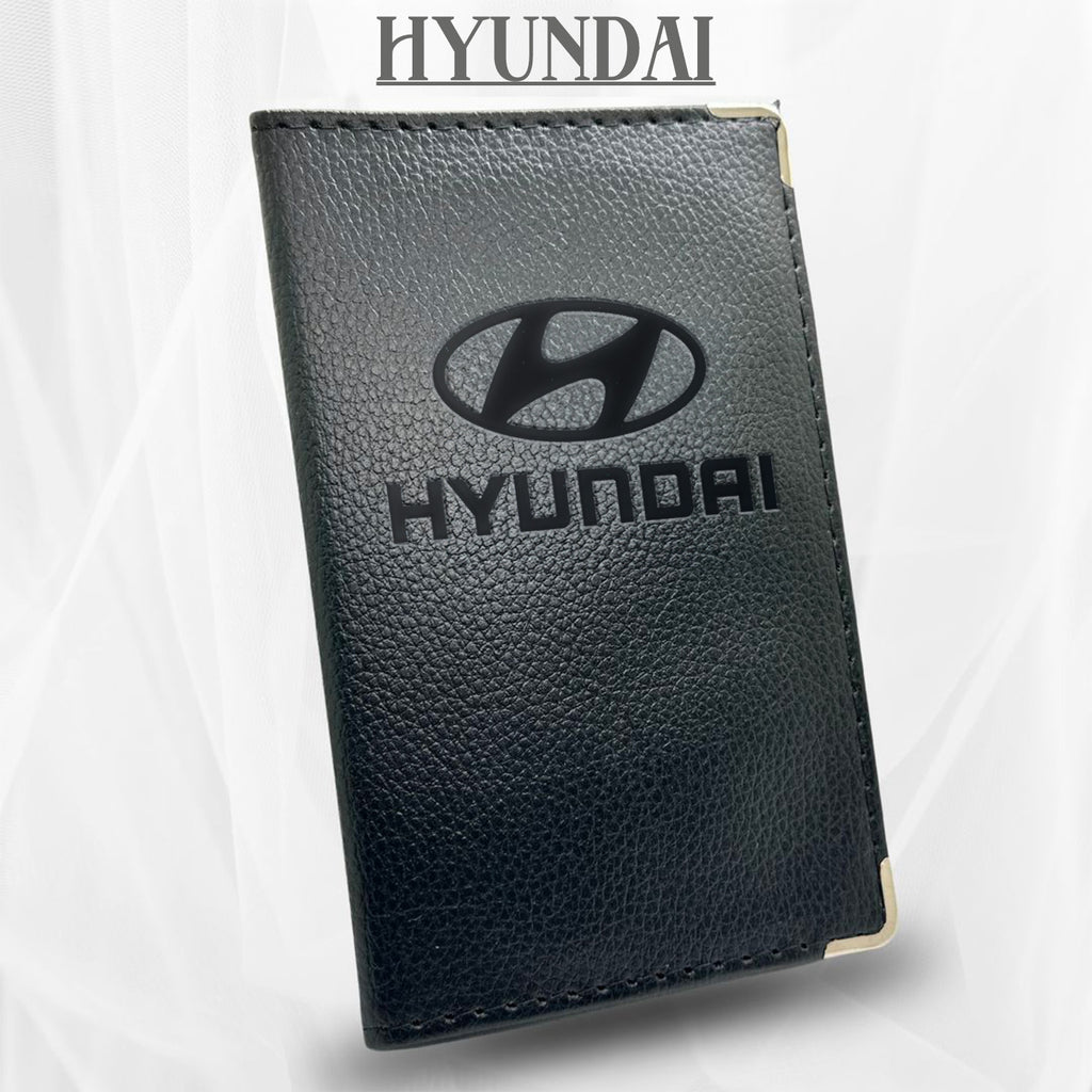 pochette pour carte grise en simili cuir noir pour hyundai