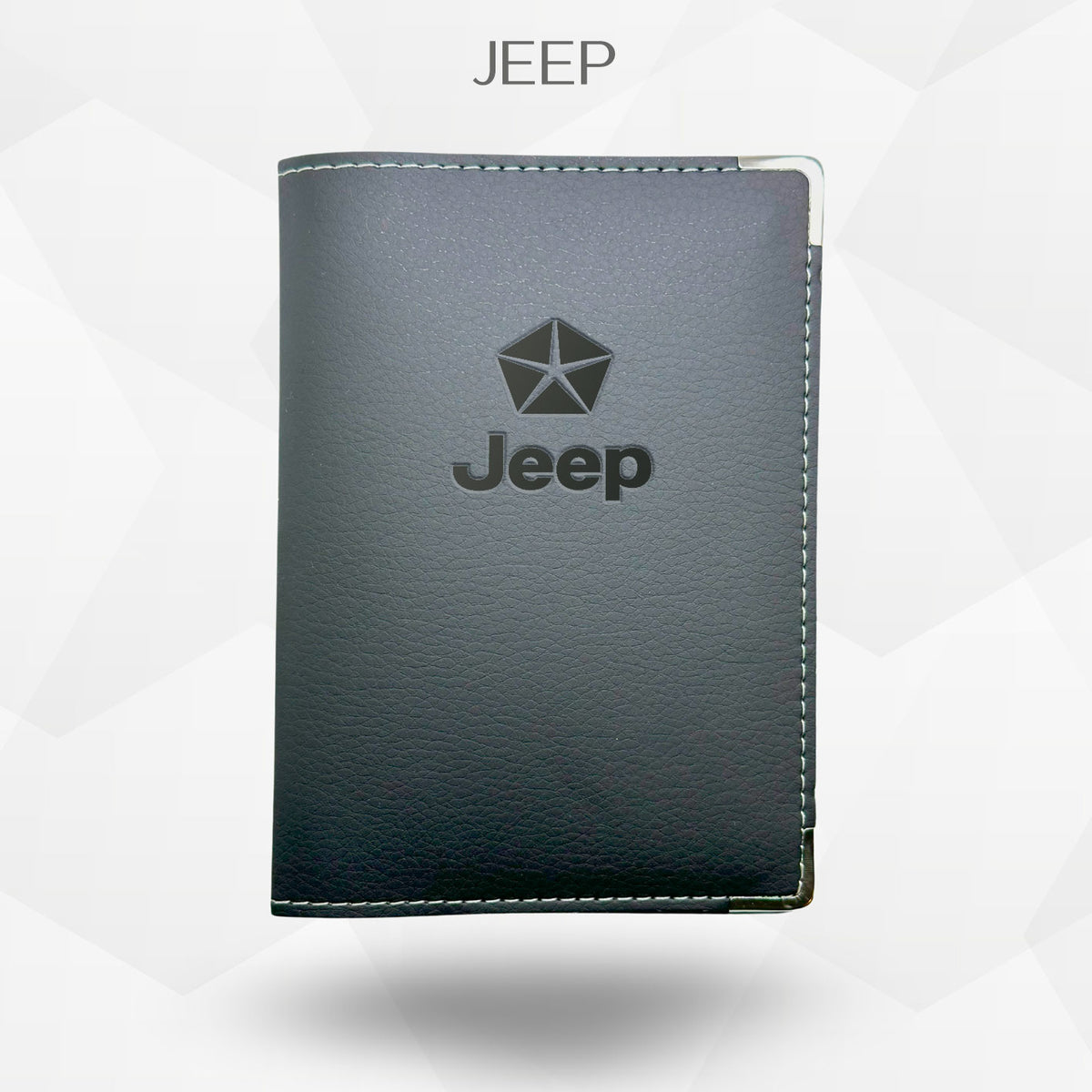 Porte carte grise Jeep – étui simili cuir gravure laser Atelier Guillot