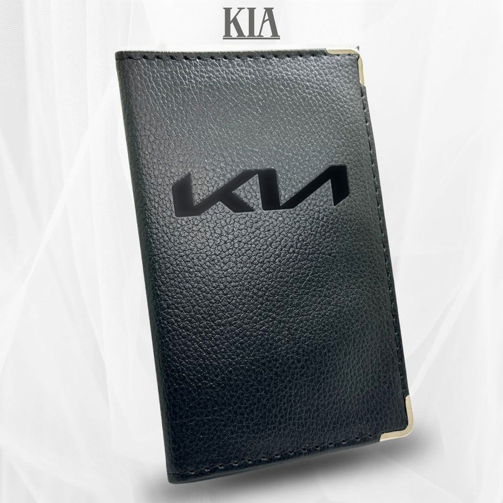 pochette pour carte grise en simili cuir noir pour kia