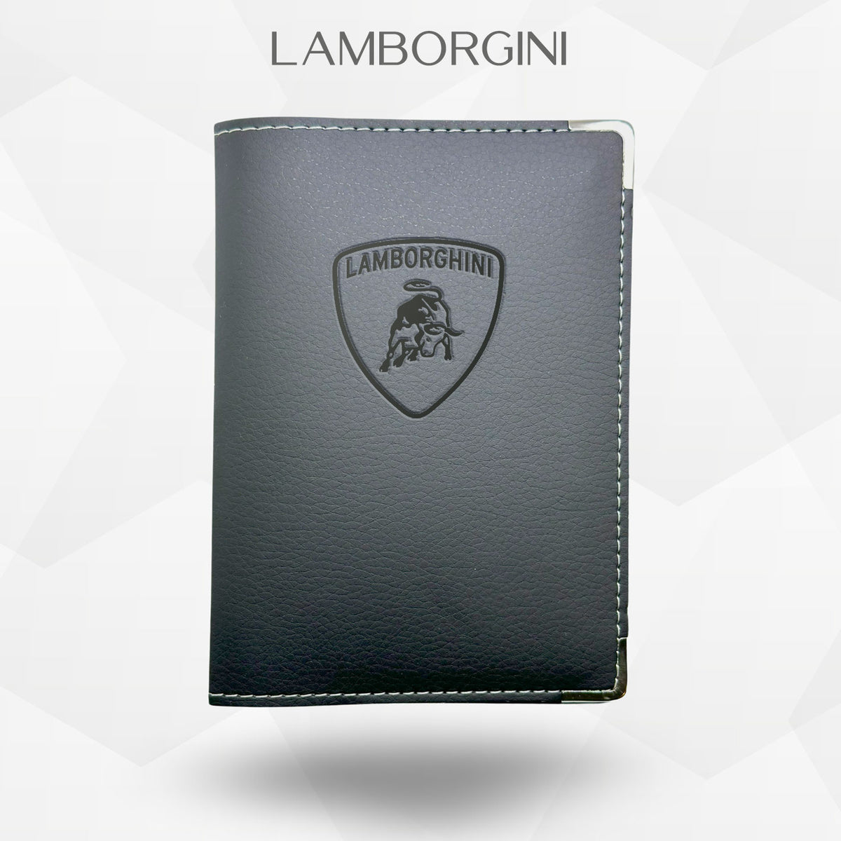 Porte carte grise Lamborghini – étui simili cuir gravure laser Atelier Guillot