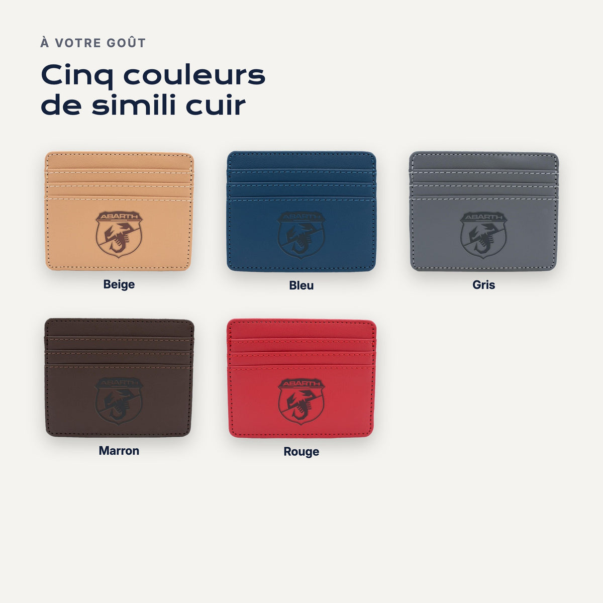 Porte-carte bancaire Abarth : les couleurs de simili cuir