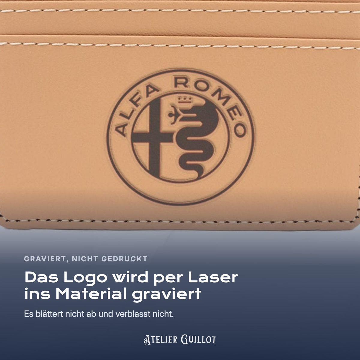 Logo Alfa-Romeo, per Laser in Kunstleder graviert