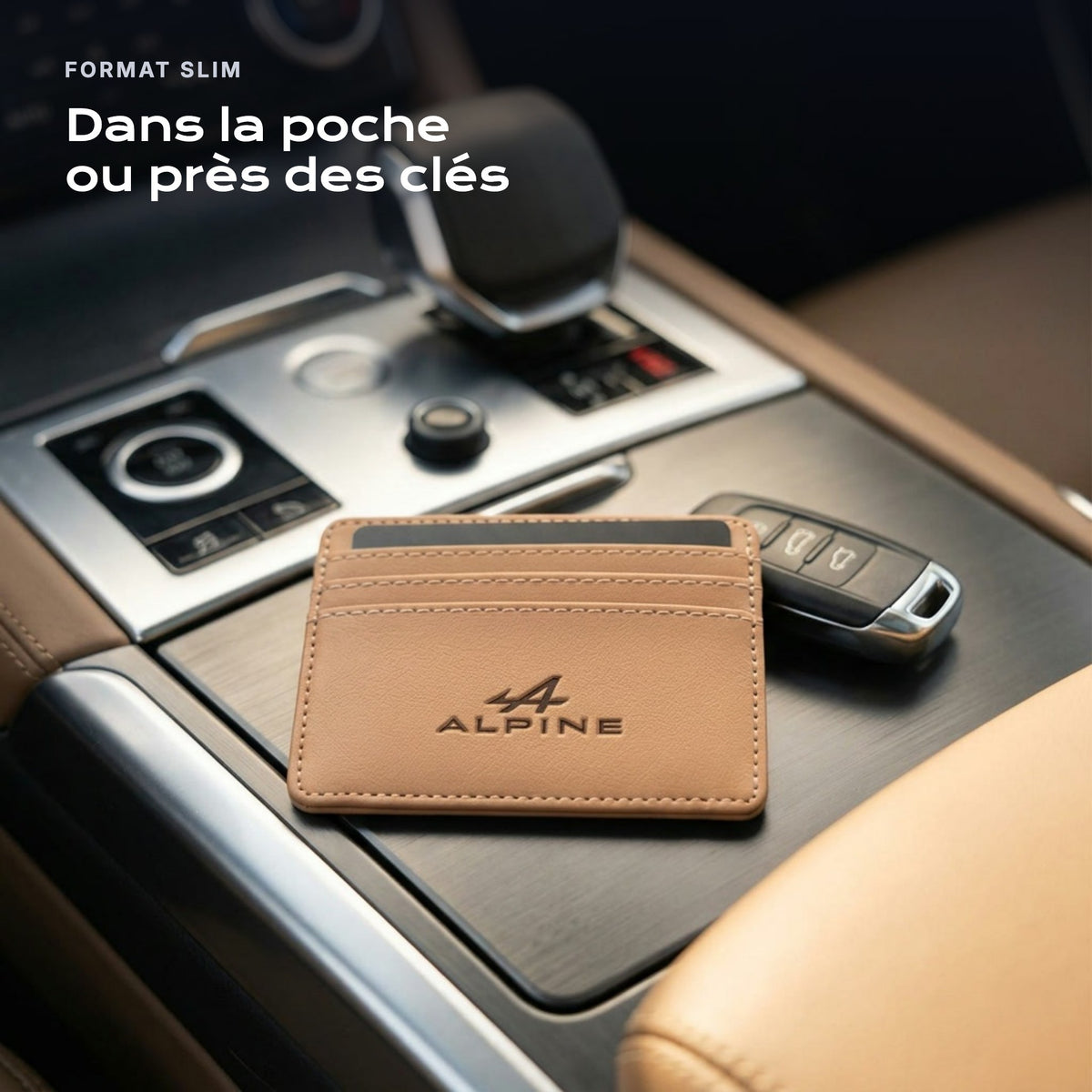 Porte-carte bancaire Alpine près d'une clé, format slim