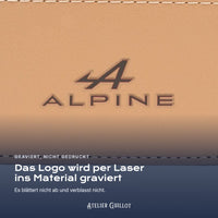 Logo Alpine, per Laser in Kunstleder graviert