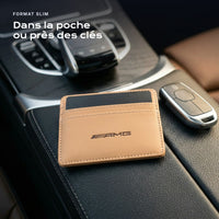 Porte-carte bancaire AMG près d'une clé, format slim