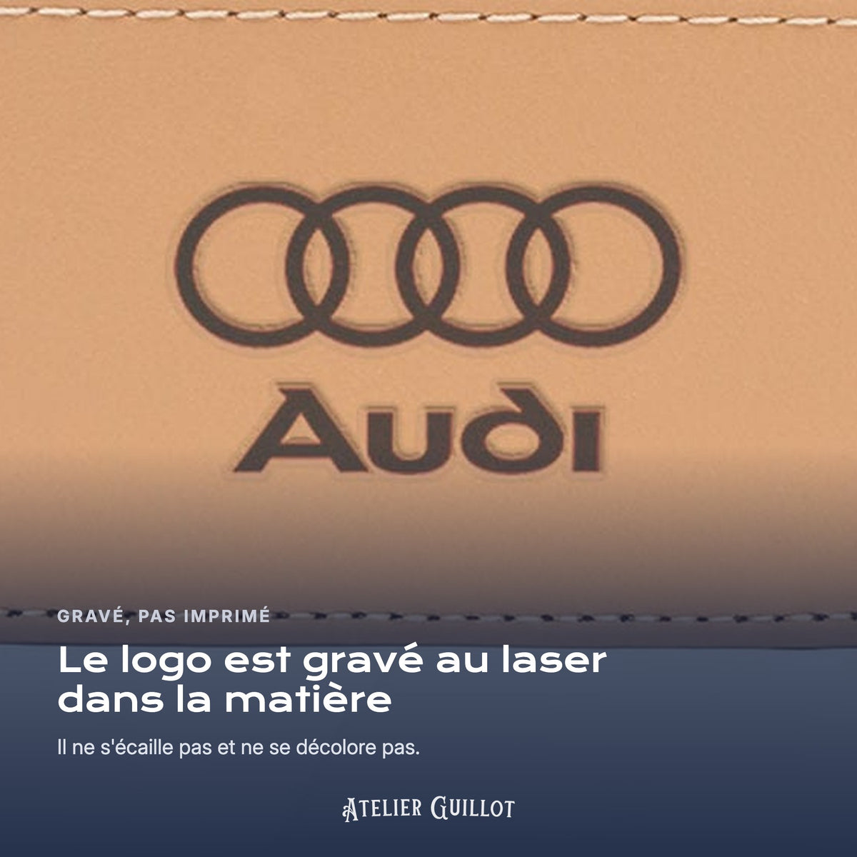 Logo Audi gravé au laser dans le simili cuir