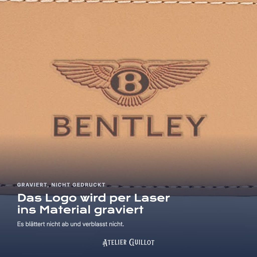 Logo Bentley, per Laser in Kunstleder graviert